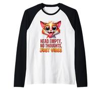 Head Empty No Thoughts Just Vibes Funny Cat Sarcastic Raglan Baseball Tee