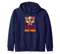 Head Empty No Thoughts Just Vibes Funny Cat Sarcastic Zip Hoodie