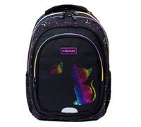 HEAD Golden Effect Rainbow Kitty School Backpack, 42x30x19 cm, Black with Rainbow Design, for Girl, Class 4-8, Polyester, 27L, 3 Compartments, Stiffened, School