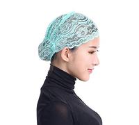 Head Hair Stretch Scarf Turban Lace Loss Women Wrap Cap Hat Cap Muslim Baseball Caps Breathable Hat (Green, One Size)