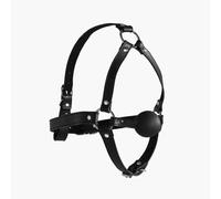 Head Harness with Solid Ball Gag Black