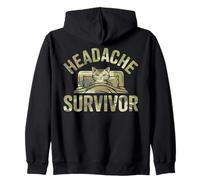 Head Hurts Cat Headache Survivor Zip Hoodie
