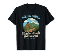 Head in Clouds Feet on Trail Hiking Squad Design T-Shirt