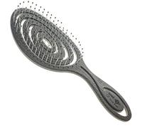 Head Jog 08 Paddle Brush Flexible Soft Pin Bristles, Detangling Wet Or Dry Hair. Gentle Brushing Straw Brush. Detangle Round Brush for Straight, Curly & Wavy Hair. (Monochrome Collection Graphite)