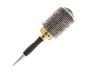 Head Jog 120 Gold Thermal Ceramic Radial Hair Brush. Round Barrel Hairbrush For Blow Dry, Curling & Styling. Ceramic Coated Barrel Brush With Boar & Nylon Bristle. Great For Frizz Free Styles. 53mm