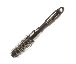 Head Jog 60 Black Ionic Radial Brush. Lightweight Round Hairbrush For Blow Drying, Curling. Ceramic Coated Barrel & Nylon Bristles, 28mm