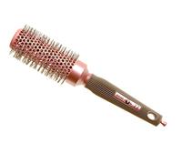 Head Jog 77 Pink Radial Brush. Ceramic Coating Barrel with Nylon Bristle & Rubber Handle. Lightweight & Durable Hair Brush for Hairdressing. Reduce Frizz for Healthy Looking Hair. (33mm)
