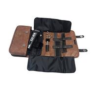 Head Jog Barbers Bag Organiser For Hairdressing Tool Roll Storage For Scissors Clippers Hair Brush, Leather Effect Bag Belt For Hairstylists, Barber, Hairdressers, Black Leather Bag Case