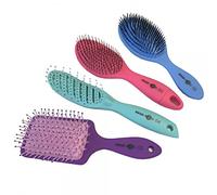 Head Jog Candy Colours Hair Brush Set. Hair Brush Bag Set With 3 Detangling Paddle Brushes & 1 Vent Brush. Includes Storage Bag For Brushes With Easy Hanging Loop.