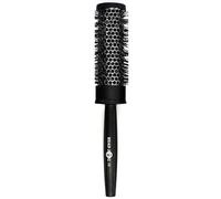 Head Jog Heat Retainer Hair Brush. Black & Silver Styling Round Hairbrush With Metal Barrel For Fast Drying. Round Vent Brush For Styling, Blow Drying, Straightening & Curling. (35mm)