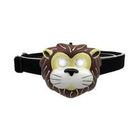Head Lamp: kids flashlight with adjustable headband, led head lights, bright head lamp for kids, camping light for kids, lantern with raccoon lion headband, supplies