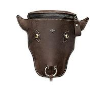 Head Layer Belt Bag Men's Retro Cow Head Hanging Bag Carry Belt Mobile Phone Case Bull Head Bum Bag Mobile Phone Case Tactical Waist Bags, coffee, standard size