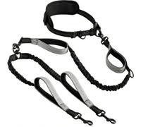 Head Leash Hands Running Dog Leash Waist Belt Bungee with Metal Swivel Clasps and Control Loops for Stability suitable for jogging hiking outdoor adventures training, Grey