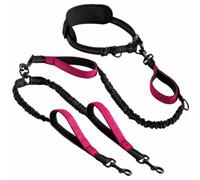 Head Leash Hands Running Leash Waist Mounted Bungee Dog with Shock Absorbing Cord and Loop Handles for Traffic Control suitable for walking jogging trail hiking outdoor training, Rose Red