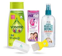 Head Lice Treatment Kit with 1 x Nitrid Headlice Treatment Spray 120ml, 1 x Vosene 3-in-1 Lice Shampoo, 1 x Dr J's Head Lice Defence Spray Bundle With 2 x Lexellas World Nit Combs