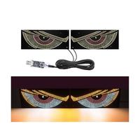 Head Light USB Flexible LED Windshield Display Dynamic Big Devil Eyes Light For Car Truck Warning Strobe Auto Signal Lights Eye Front Lamp(White)