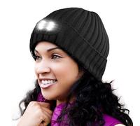 HEAD LIGHTZ Headlightz by Roq Innovation - Beanie with Light, Unisex LED Beanie Hat with Light Built in, Rechargeable, Black-Mono