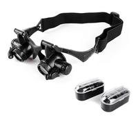 Head Magnifier Glasses with Light for Close Work, 4 Interchangeable Lens Magnification 10X 15X 20X 25X for Jewelry Making Watch Repair Soldering Embroidery