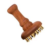 Head Massager - 24 Teeth Copper for Relaxation - Point Massage Brush Wooden Handle - For Home Care, Spa, Wellness Break, Travel, Men and