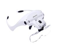 Head Mount Magnifier, Bweissth Lighted Magnifying Headband Glass Loupe Visor with 2 LED Light for Close Work, Watch Repair,Jewelry Work, Machine Repair, Arts & Crafts, Reading Aid