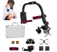 Head-Mounted Dental Loupes with LED Headlamp, 2.5X/3.5X 420mm Binocular Loupe Magnifier, Rechargeable Dental Headlight Glasses, Ergonomic Fit for Dentistry, Jewelry, Lab, Hobby Work(3.5X)