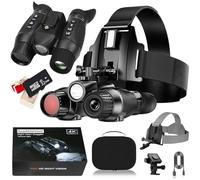 Head-Mounted Night Vision Binoculars with 3D Vision Effect 8 X Digital Zoom 1640FT Viewing Range 4K Video Recording Infrared Binocular for Adults, Viewing in 100% Darkness Hunting Camping(black)