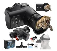 Head-Mounted Night Vision Monocular with Starlight Sensor 8 X Digital Zoom 4K Video Recording Infrared 7-Level IR Brightness Monocular for Adults, Viewing in 100% Darkness Hunting Camping(black)