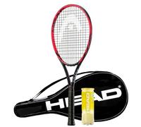 HEAD MX Spark Tour Red Tennis Racket, Protective Cover & HEAD Team Tennis Balls (4 1/4 inches (L2))