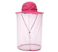 Head Net Mesh Hat Anti-Mosquito Cap Face Protection Cover Hat Bucket Sun Hats Mosquit Cap for Camping Fishing Outdoor Face Neck Protection (UK, Alpha, One Size, Pink)