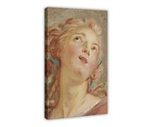 Head of A Young Woman Looking Up Canvas Poster for Living Room Decor Gift | Frame-style, Multiple sizes, Multiple frame styles, Wall Art, Decor Picture, Living Room Decor