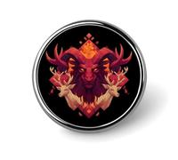 Head of An Angry Red Demon Novelty Brooches & Pins Round Personalised Metal Lapel Badge With Butterfly Clutch Clasp
