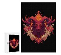Head of An Angry Red Demon Wooden Jigsaw Puzzles for Adults