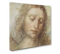 Head Of Christ by Leonardo da vinci Canvas Print | Gallery Wrapped 30mm Frame Wall Art | 14x14 inches | Ready to Hang | Classic Religious Picture | Living Room Bedroom Lounge Office