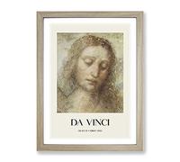 Head Of Christ By Leonardo Da Vinci Exhibition Museum Painting Framed Wall Art Print, Ready to Hang Picture for Living Room Bedroom Home Office Décor, Oak A4 (34 x 25 cm)