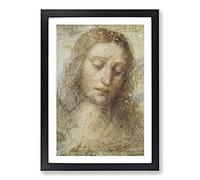Head of Christ by Leonardo Da Vinci Framed Wall Art Print A2 Black