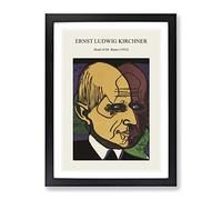 Head Of Dr. Bauer By Ernst Ludwig Kirchner Exhibition Museum Painting Framed Print | A3 Black Framed Wall Art | Ready to Hang | Modern Historical Picture | Living Room Bedroom Lounge Office
