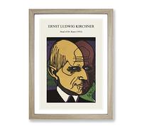 Head Of Dr. Bauer By Ernst Ludwig Kirchner Exhibition Museum Painting Framed Print | A3 Oak Framed Wall Art | Ready to Hang | Modern Historical Picture | Living Room Bedroom Lounge Office