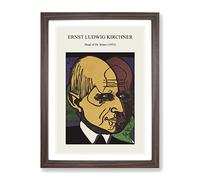 Head Of Dr. Bauer By Ernst Ludwig Kirchner Exhibition Museum Painting Framed Print | A3 Walnut Framed Wall Art | Ready to Hang | Modern Historical Picture | Living Room Bedroom Lounge Office