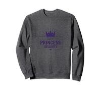 Head of Princess Security: Royal Crown Humor Sweatshirt, Adult Unisex, Dark Heather Grey, XXL