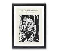 Head Of Prof. Dr. Graef By Ernst Ludwig Kirchner Exhibition Museum Painting Framed Wall Art Print, Ready to Hang Picture for Living Room Bedroom Home Office Décor, Black A4 (34 x 25 cm)
