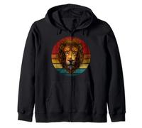 Head of Retro Lion for a Daddy Lion and men and boys Zip Hoodie