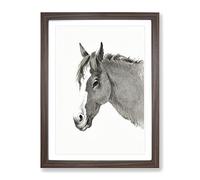 Head Of The Horse By Jean Bernard Vintage Framed Print | A4 Walnut Framed Wall Art | Ready to Hang | Classic Animal Picture | Living Room Bedroom Lounge Office