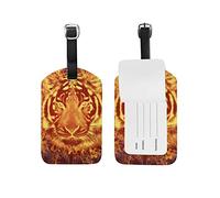 Head of Tiger in Tongues Flame Luggage Tags Leather Travel Suitcase Baggage Tag 1 Piece