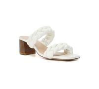 Head Over Heels by Dune Jenni White Weave Plaited Strap Block Heel Sandals White