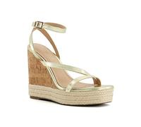 Head Over Heels By Dune Kaylin Gold Asymmetric Strappy Wedge Sandals Metallic