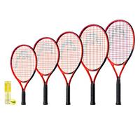 HEAD Radical Junior Tennis Racket, inc Protective Head Cover & 3 Tennis Balls (Available in 19", 21", 23", 25" & 26") (23")