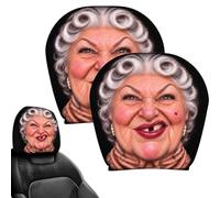 Head Rest Cover for Car 2 Pieces Elastic Universal Granny Decoration | Car Seat Head Rest Protector for Sedan SUV RV Truck Long Drives Short Trips Daily Commuting Curly Haired Woman-A