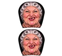 Head Rest Cover for Car 2 Pieces Old Women Face Elastic Protector | Car Seat Head Rest Protector for Long Drives Short Trips Daily Commuting SUV RV Sedan Truck Curly Haired Woman-A