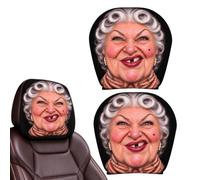 Head Rest Cover for Car 2 Pieces Universal Elastic Granny Protector | Car Head Rest Covers for Long Drives Short Trips Daily Commuting SUV RV Sedan Truck Curly Haired Woman-A