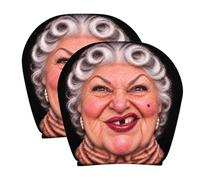 Head Rest Cover for Car 2 Pieces Universal Old Women Face Protector | Car Seat Headrest Cover for Sedan SUV RV Truck Long Drives Short Trips Daily Commuting Curly Haired Woman-A